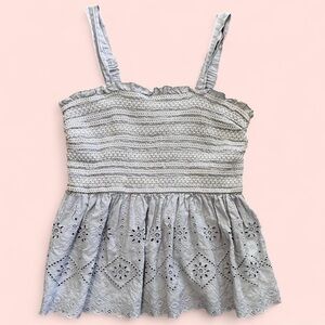 Japna Textured Light Gray Sleeveless Blouse